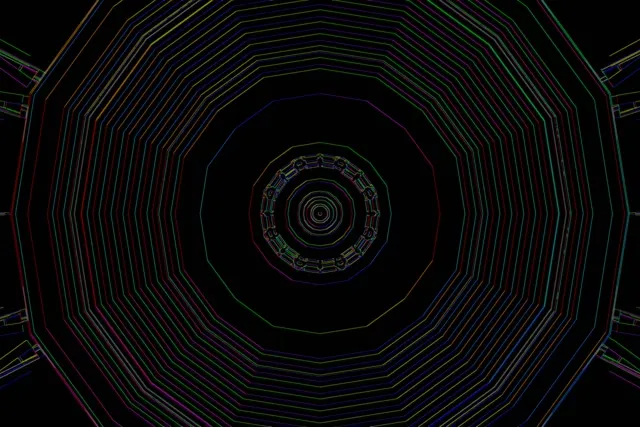 Twnnel Neon Octagon Troellog VJ Loop 60fps 16:9 Sgrin Arbedwr
