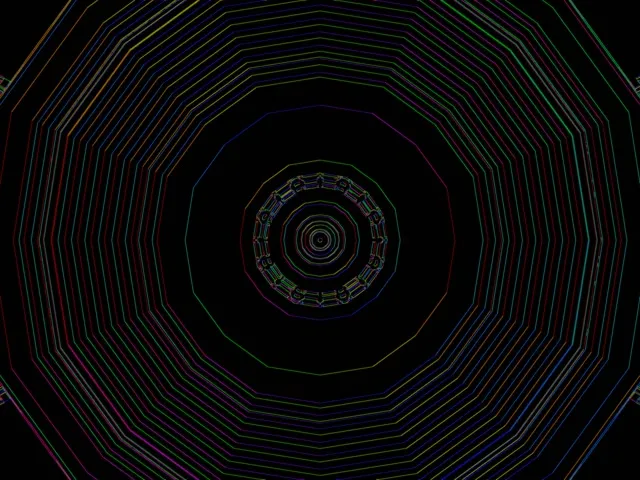 Túnel Néon Arco da Vella Decágono Vórtex 4:3 Clásico 60fps Screensaver Vj Loop