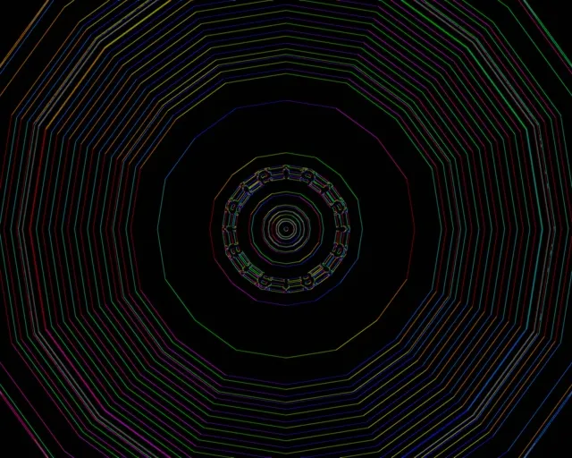 Neoon Tunnel Vikerkaar Kümnenurk Keeris Ekraanisäästja 60fps 5:4 Tööstuslik VJLoops