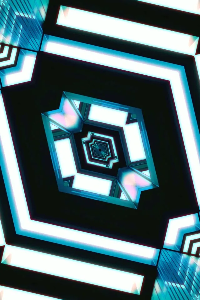 Συγκεντρικά κυανά νeon πλαίσια δημιουργούν αποτέλεσμα άπειρης σήραγγας με λαμπερά λευκά περιγράμματα και ροζ τόνους, αφηρημένο γεωμετρικό δίνη κίνησης φόντου