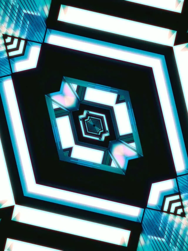 Неонски Тунел Циан Дијамант Вртлог VJLoops 3:4 iPad Portrait 60fps Screensaver