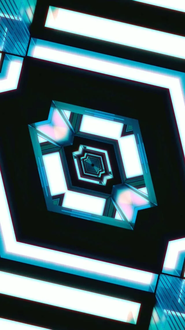 Neon Tunel Rekurzivni Diamant Vrtinec VJ Loop 9:16 Reels 60fps Ohranjevalnik Zaslona