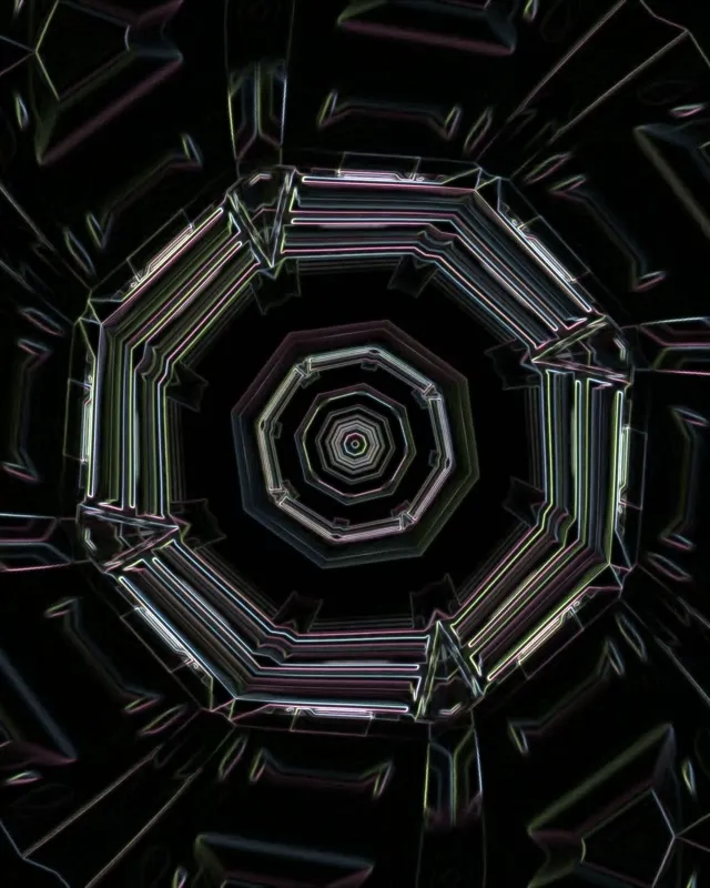 Neon Tunnel Hexagon Vortex 4:5 Instagram 60fps Screensaver Loop
