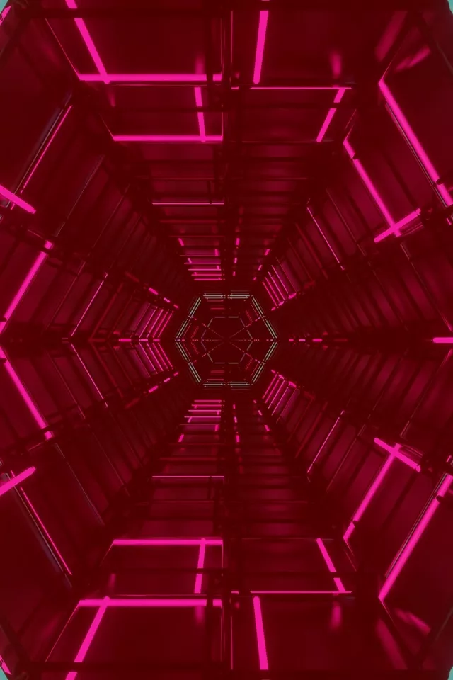 Neon Tunnel VJ Loop | Roze Zelena Heksagon Mreža | 2:3 Portrait 60fps Screensaver