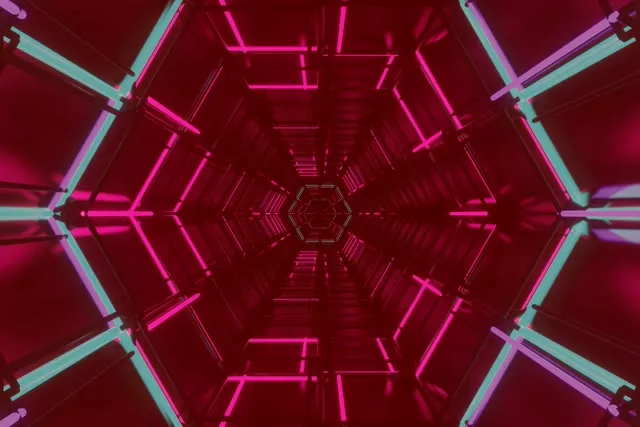 Twnnel Neon Hecsagon Trobwll VJ Loop 3:2 Surface 60fps Sgrin Arbedwr