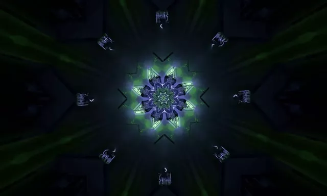 Neon Tunnel VJ Loop 5:3 Wide 60fps Pulsating Crystalline Kaleidoscope Screensaver