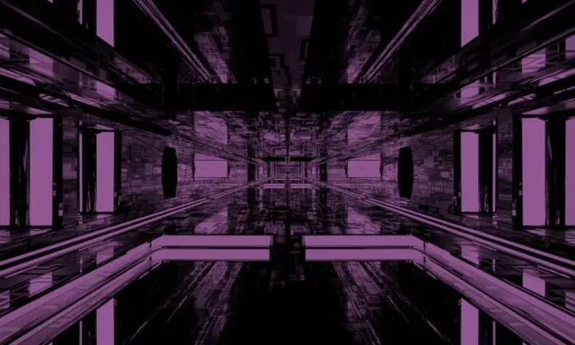 Neon Tunnel VJ Loop 5:3 Wide 60fps Screensaver Pulsating Purple Corridor