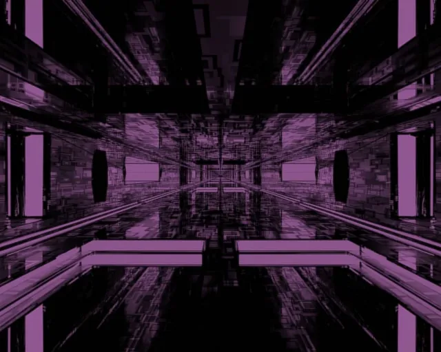 5:4 Industrial Neon Tunnel Screensaver 60fps VJ Loop Symmetrical Corridor