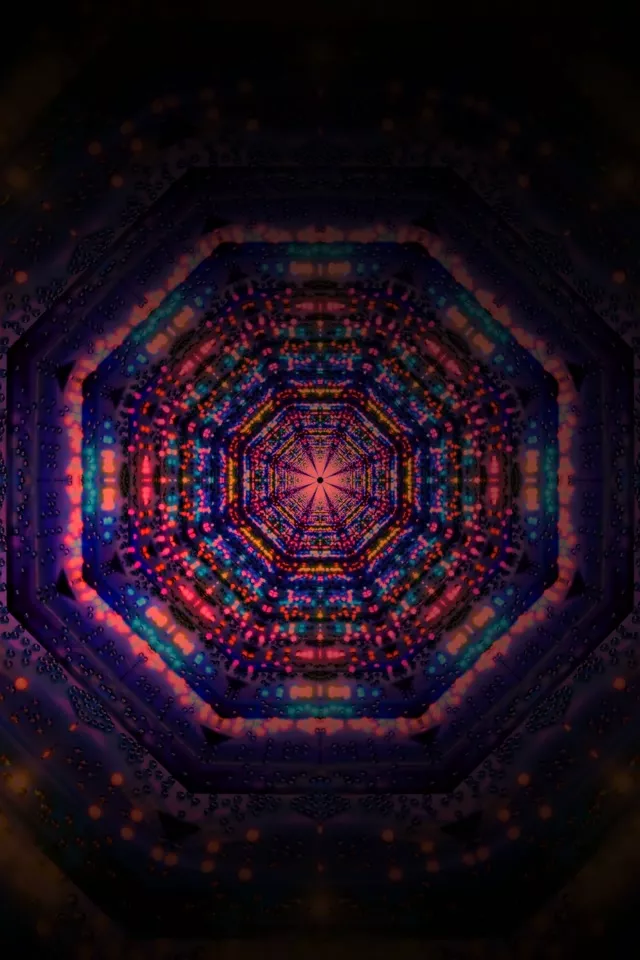 Neon Tunnel Spiraling Vortex VJ Loop 2:3 Portrait 60fps Screensaver