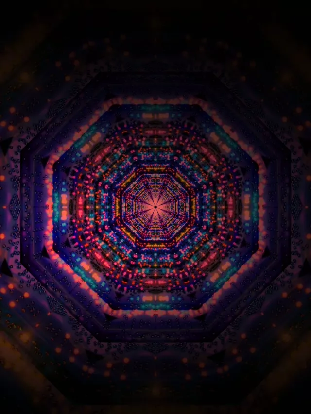 3:4 iPad Portrait Neon Tunnel VJ Loop 60fps Screensaver Glowing Octagon