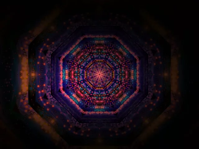 Neon Tunnel VJ Loop 4:3 Classic 60fps Screensaver Pulsating Hexagon Vortex