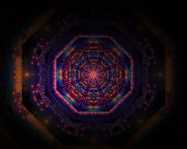 5:4 Industrial Neon Tunnel Spiraling Vortex 60fps Screensaver Loop