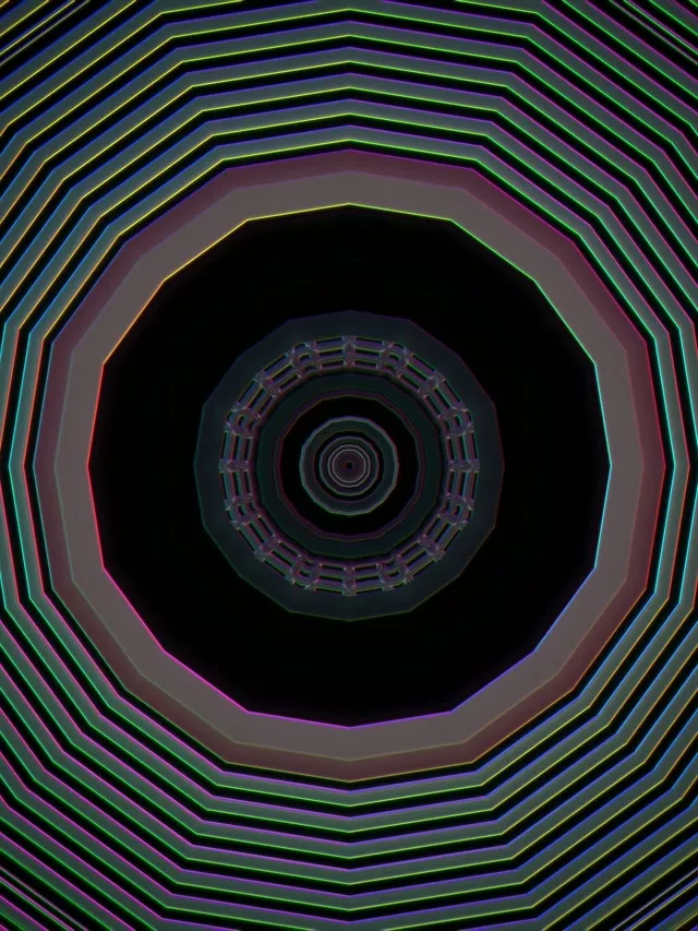 Neon Tunnel Spiraling Octagon Vortex 3:4 iPad Portrait 60fps Screensaver VJ Loop
