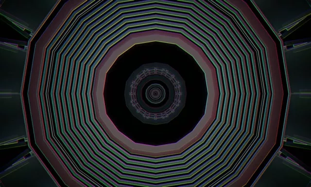 Concentric Neon Tunnel 5:3 Wide 60fps Screensaver VJ Loop