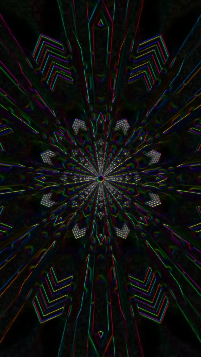 Neon Tunnel Kaleidoscope Vortex 9:16 Reels 60fps Screensaver