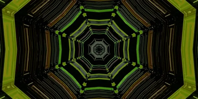 Neon Tunnel Octagonal Vortex 2:1 Univisium 60fps VJ Loop Screensaver
