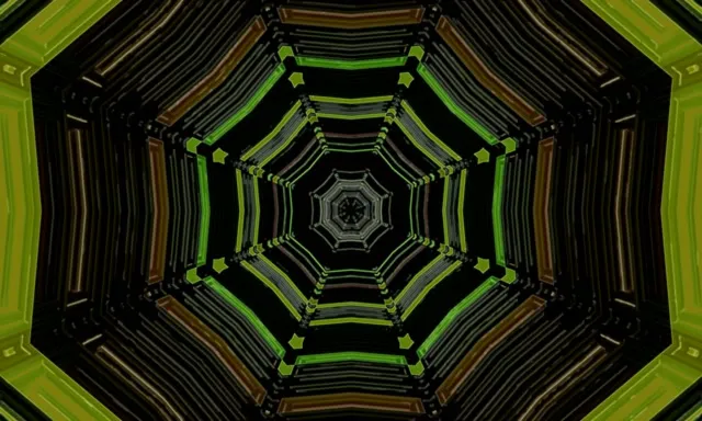 VJ Loop Neon Tunnel Octagonal Vortex 5:3 Wide 60fps Screensaver