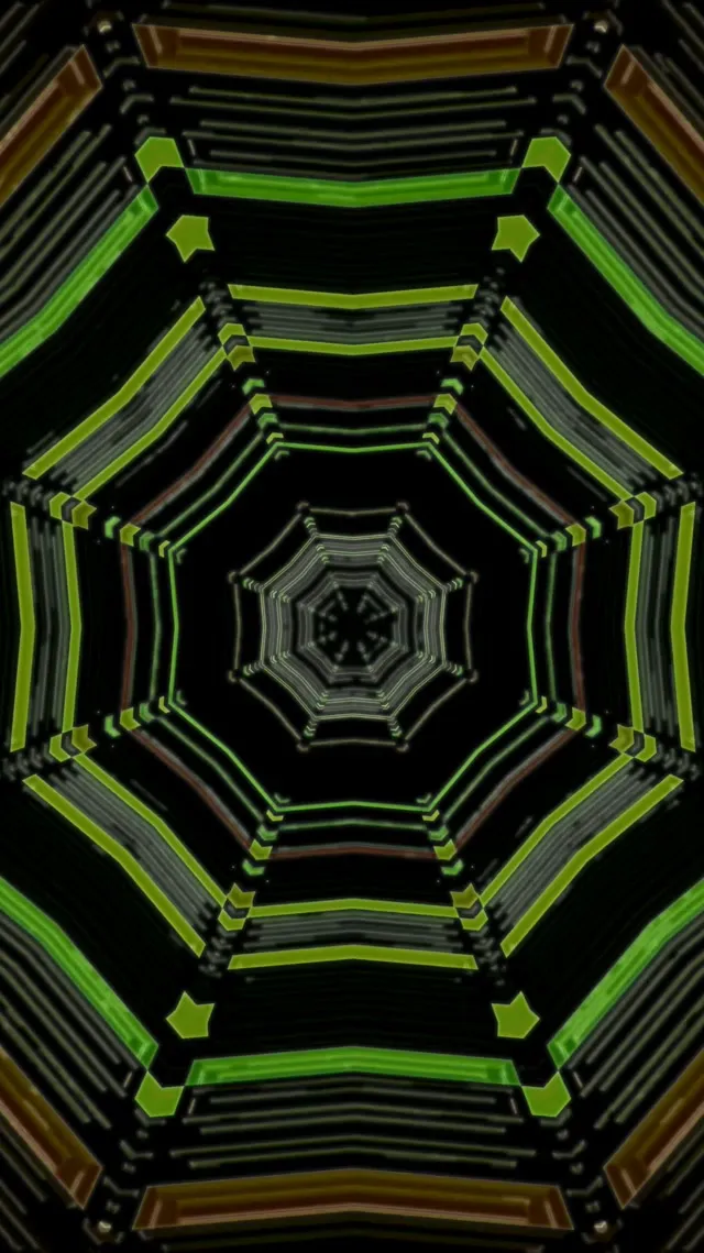 霓虹隧道八邊形渦旋 9:16 捲軸 60fps VJLoops 螢幕保護程式