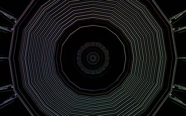 16:10 MacBook 60fps Screensaver | Neonin tunneli kahdeksankulmainen pyörteilys Loop VJ Animation