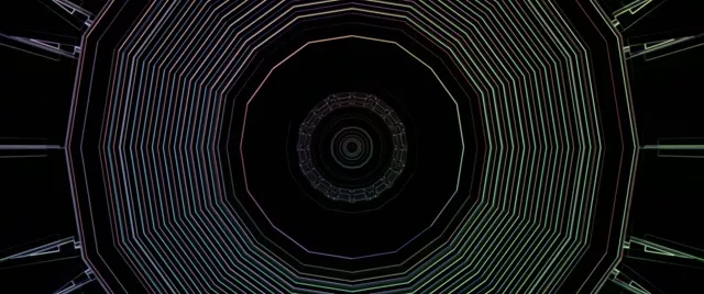 Astoņstūra neon tunelis virpulis cilpa 2.39:1 Cinemascope 60fps ekrānsaudzētājs