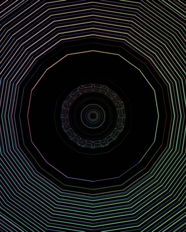 Neon Tunnel Octagonal Vortex 4:5 Instagram 60fps Screensaver VJ Loop