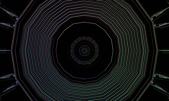 Neon Tunnel Concentric Octagon Vortex VJ Loop 5:3 Wide 60fps Screensaver
