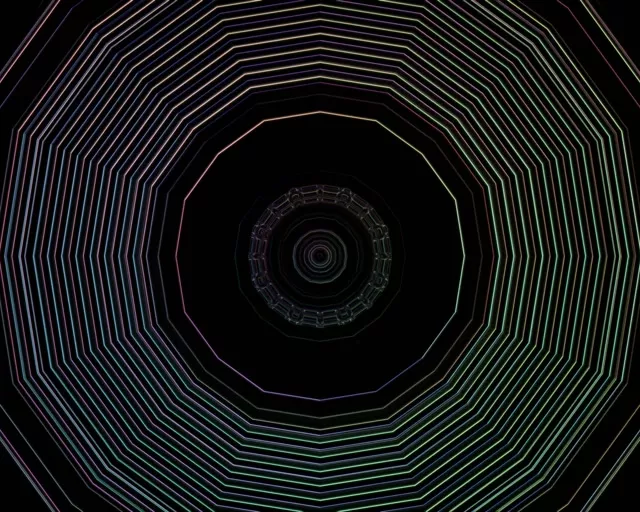Neon Tunnel Octagon Vortex | VJ Loop 5:4 Industrial 60fps Screensaver