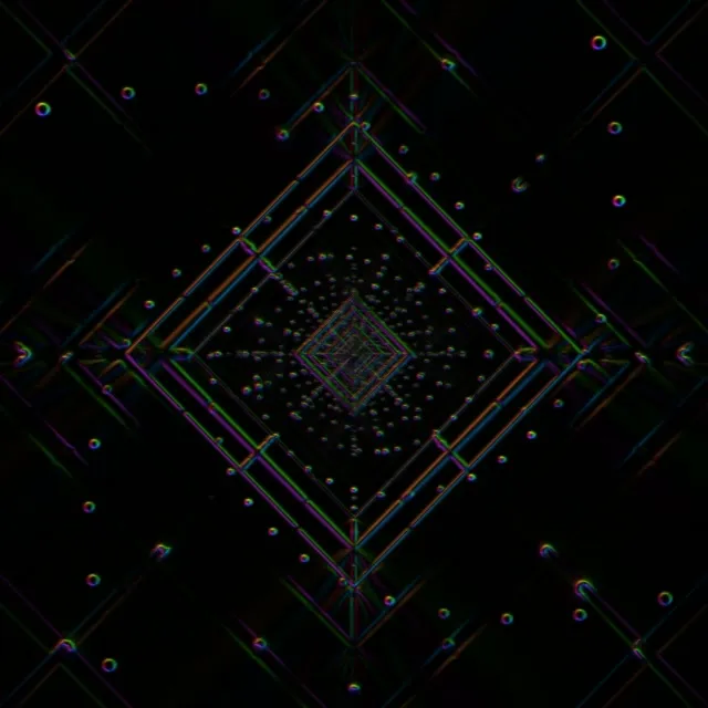 1:1 Square 60fps Neon Tunnel Screensaver - Spiraling Diamond Vortex VJ Loop