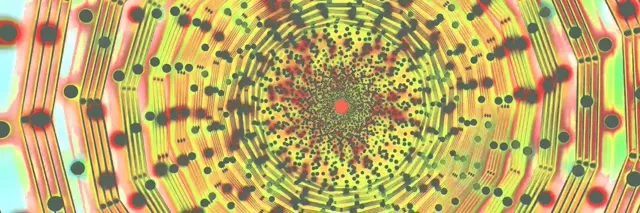 Neon Tunnel Dot Mandala Vortex VJ Loop 3:1 Triple Wide 60fps Screensaver