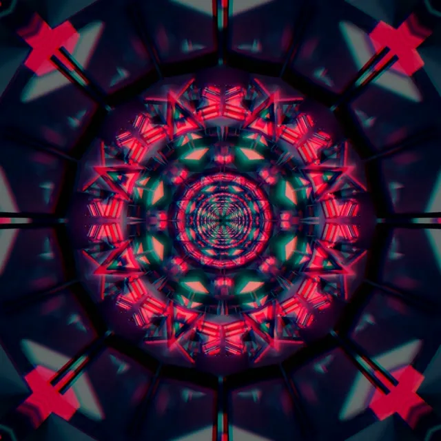 Neon Tunnel Kaleidoscoop VJ Loop 1:1 Square 60fps Screensaver