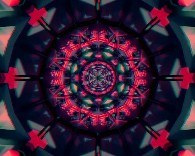 Neontunneli Kaleidoskooppi 5:4 Industrial 60fps Näytönsäästäjä VJLoops