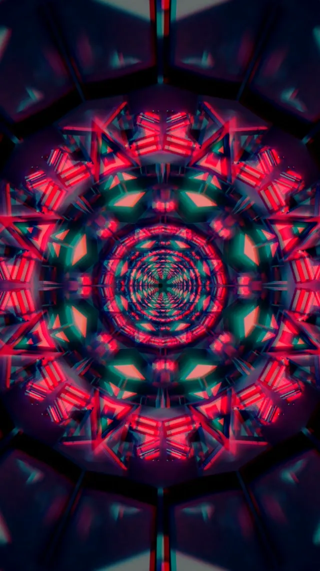 Neon Tunnel Kaleidoscoop VjLoops 9:16 Reels 60fps Schermbeveiliging