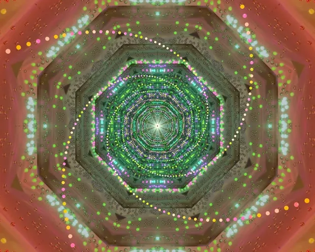 Neon Tunnel Pauseskærm 5:4 Industrial 60fps VJ Loop Grøn Oktagon Lys