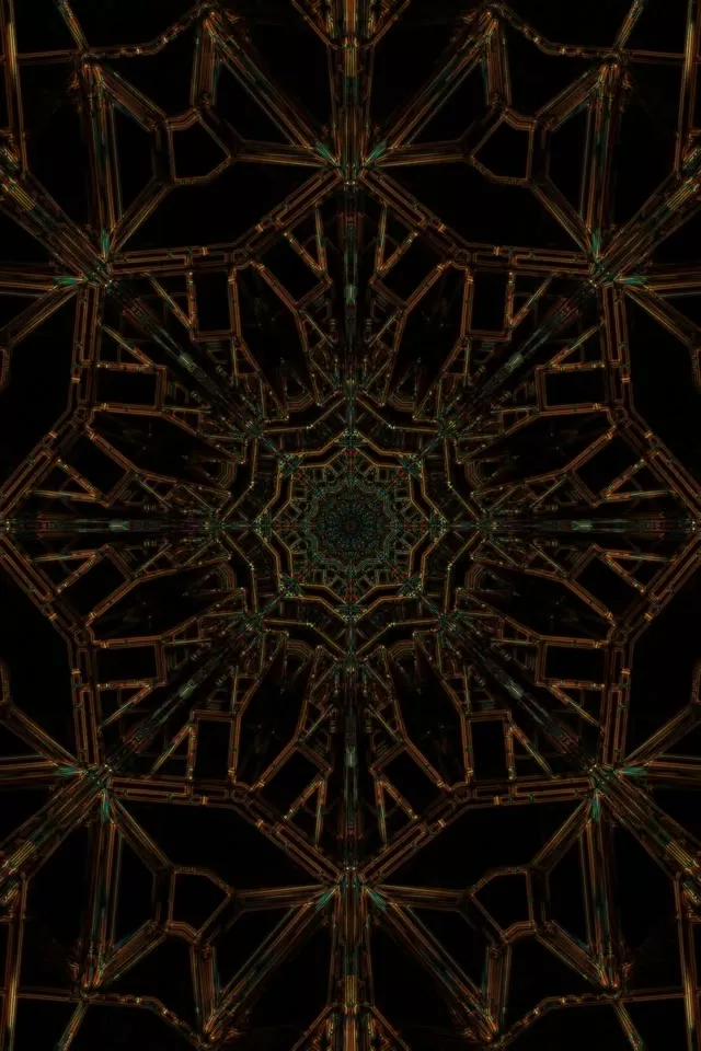 Neon Tunel Čuvar Ekrana 60fps 2:3 Photo Portrait Bakreno Zeleni Fraktal VJLoops