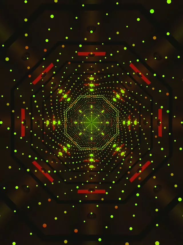 شاشة توقف نفق نيون 60fps 3:4 آيباد عمودي نقاط خضراء VJ loop