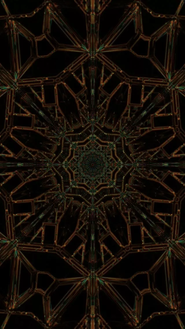 霓虹隧道屏幕保护程序 60fps 9:16 Reels VJ Loop 绿铜分形