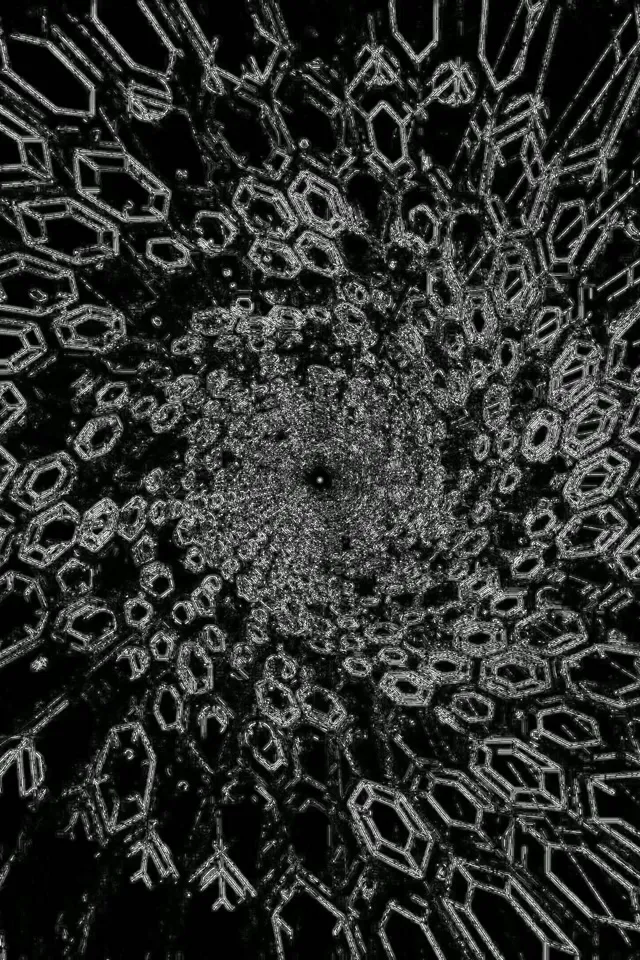 Neon Tonnel Skermsaver 60fps Kristal Swart Wit Fraktaal 2:3 Foto Portret VJ Loop