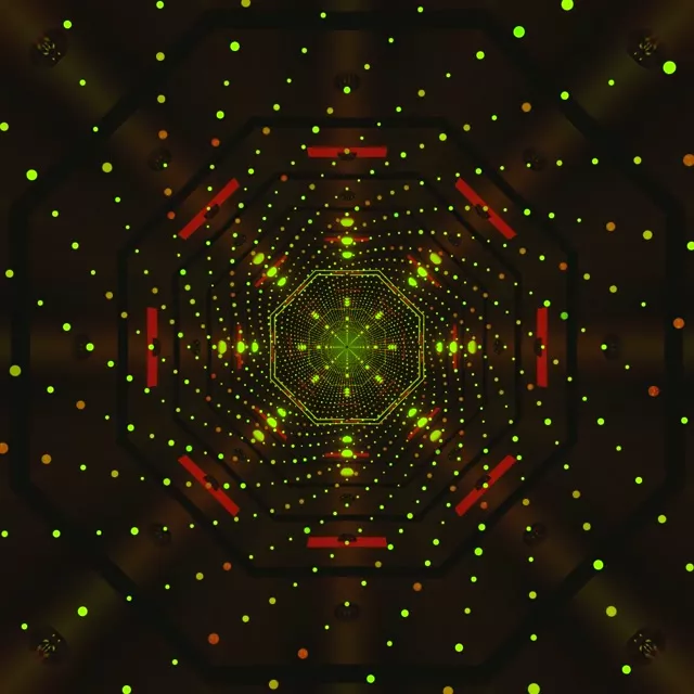 ნეონის ტუნელის screensaver მწვანე წერტილები რვაკუთხედი 1:1 square 60fps VJLoops
