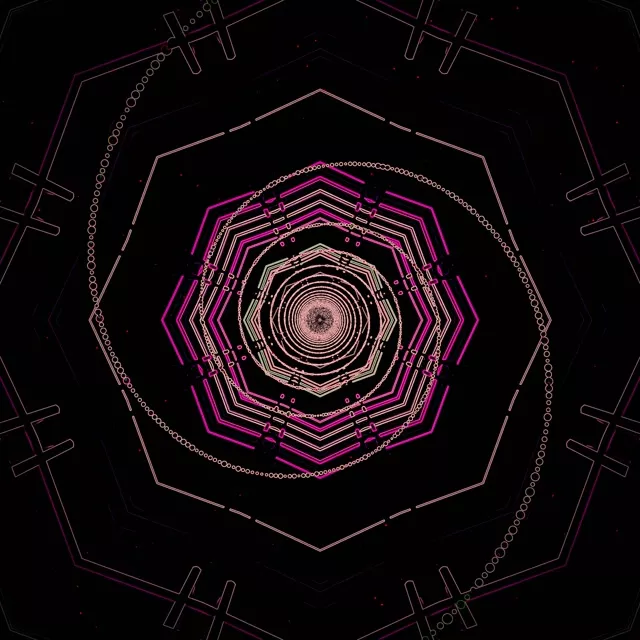 Tunnel Néon Vortex Octogone VJ Loop 1:1 Carré 60fps Économiseur d'Écran