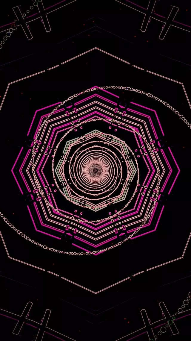 霓虹隧道八角漩涡 VJ Loop 9:16 Reels 60fps 屏保