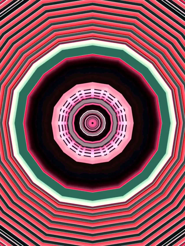 Неонски Тунел Црвен Зелен Декагон Вртлог VJLoops 3:4 iPad Portrait 60fps Screensaver