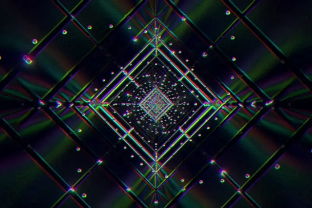 Neon Tunnel Pulsating Diamond Grid VJ Loop 60fps Screensaver 3:2
