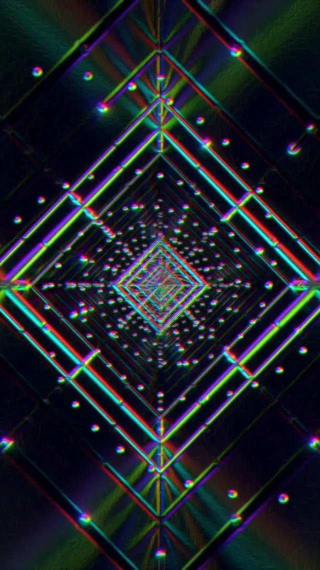 Neon Tunnel VJ Loop 9:16 Reels 60fps Screensaver Diamond Vortex