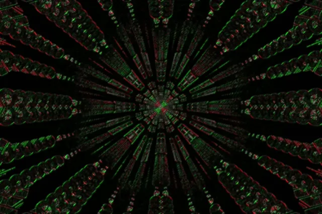 neon tunnel spiral 3:2 surface 60fps screensaver vj loop red green pulsating diamond