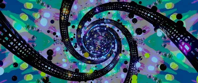 Neon Tunelis Spiralė Kaleidoskopas VJ Loop 2.39:1 Cinemascope 60fps Ekrano Užsklanda