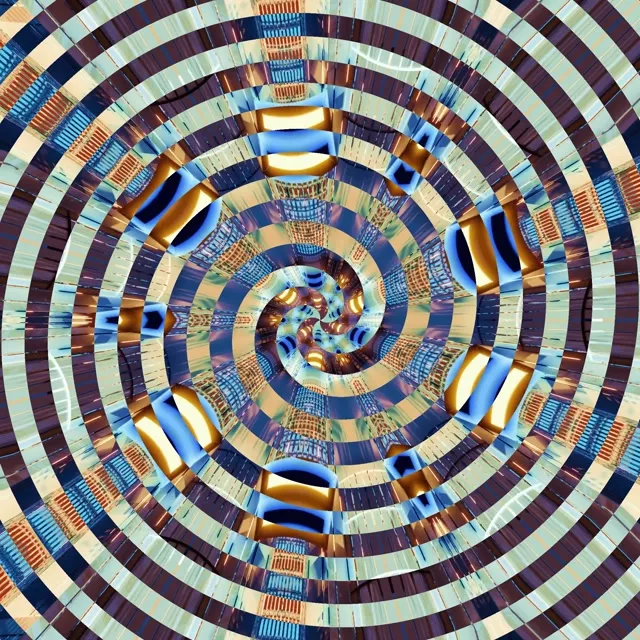 Neon Tunnel Spiraling Gold Blue Vortex VJ Loop 1:1 Square 60fps Screensaver