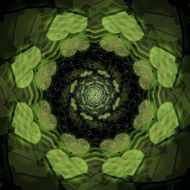 Neon Tunnel Spiraling Leaf Vortex 1:1 Square 60fps VJ Loop Screensaver