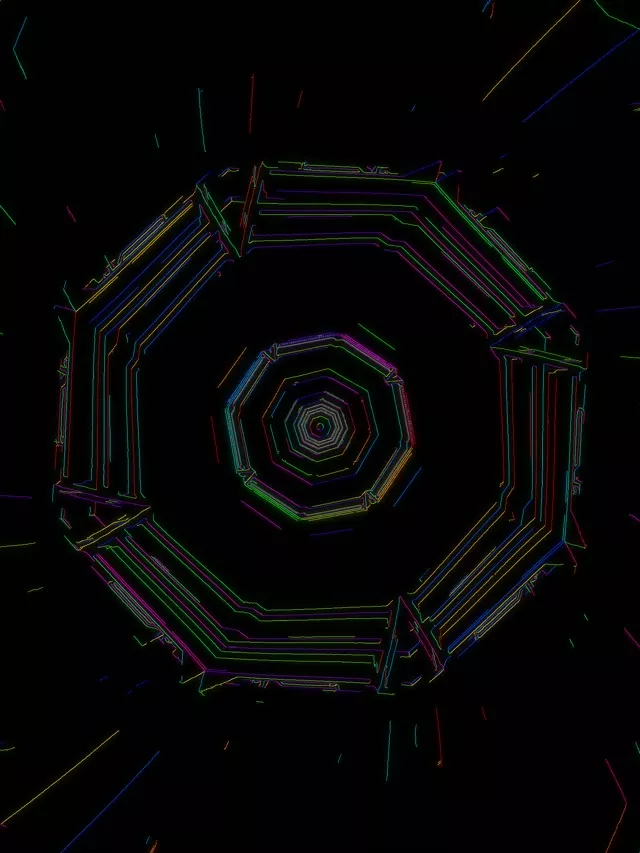 تونل نئون گردابی هشت ضلعی 3:4 iPad پرتره 60fps VJLoops صفحه نمایش محافظ