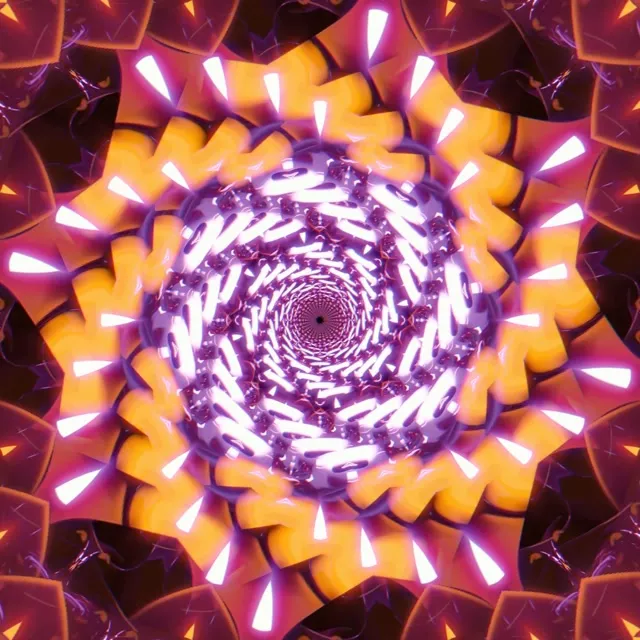 Neon Tunnel Spiraling Purple Gold Vortex 1:1 Square 60fps VJLoops Screensaver