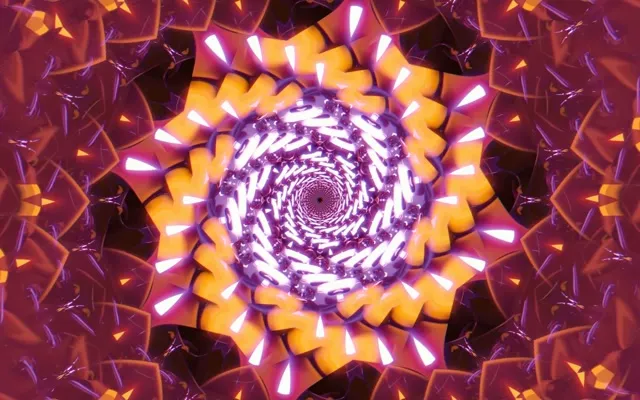 Terowong Neon Spiraling Purple Orange Vortex 16:10 Macbook 60fps VJLoops Screensaver